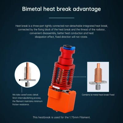 Upgrade bis zu 500 ℃ Red Lizard K1 Volcano All Metal Hotend High Flow Plated Copper Bimetal Heatbrea