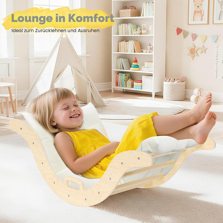 Klettergerüst Indoor,7-in-1 Montessori Indoor Spielset,Stabiles Birkenholz Klettergerüst mit Rutsche