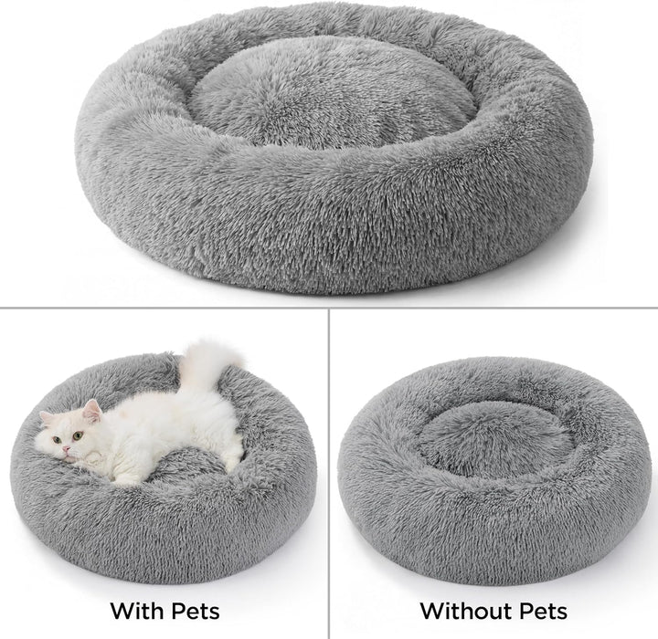 BEDSURE Hundebett waschbar Flauschiges Katzenbett - Ø 70 cm Katzenschlafplatz für Katzen und Hunde,
