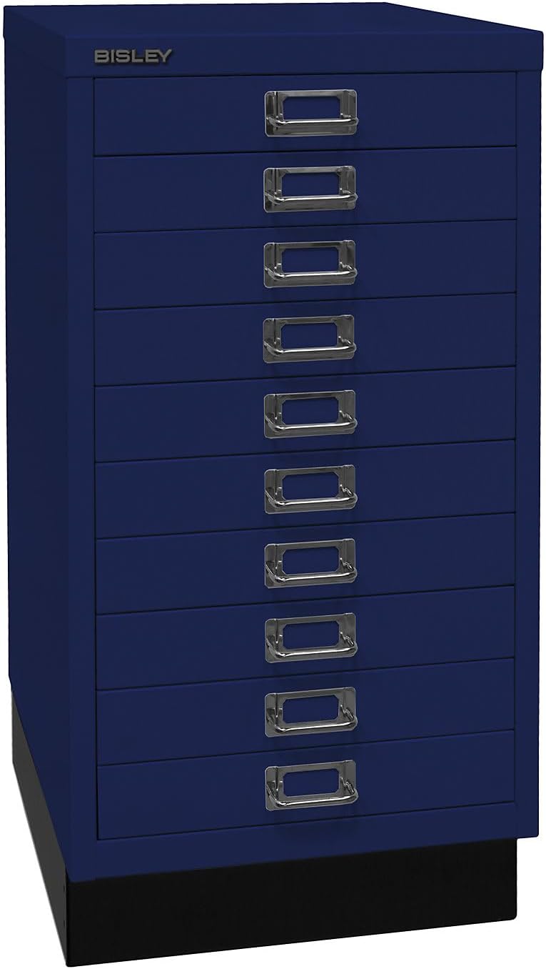 BISLEY MultiDrawer, 29er Serie mit Sockel, DIN A3, 10 Schubladen, Metall, 639 Oxfordblau, 43.2 x 34.