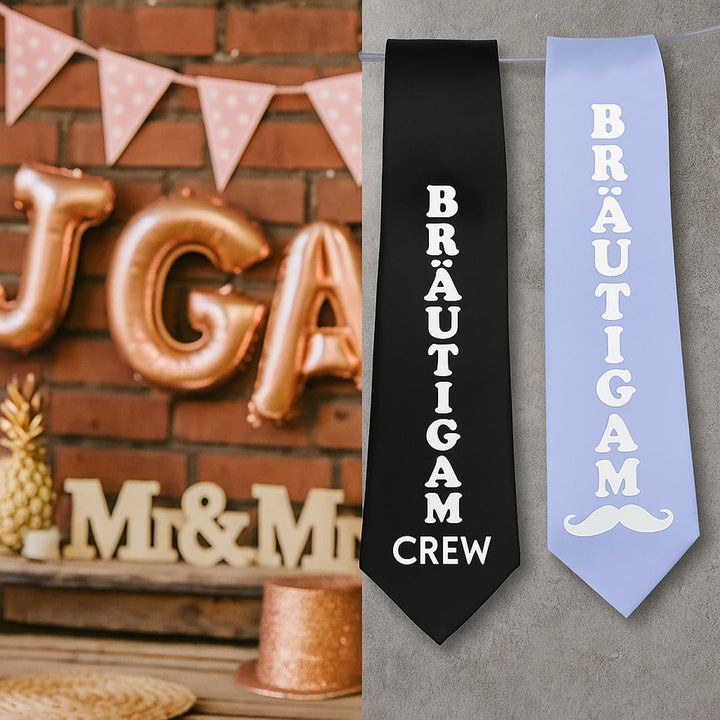 Krawatte JGA Bräutigam &amp; Crew – Lustiges Accessoire für Junggesellenabschied Herren | Alternative zu