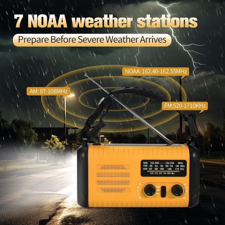 Notfall-Solar-Kurbelradio mit 20.000 mAh, AM/FM NOAA tragbares Wetterradio mit USB-Aufladung, Handy-