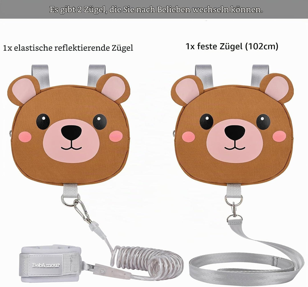 Bebamour Tier-Kleinkind-Rucksack mit Sicherheitszügeln, Mini-Tasche mit Sicherheitsleine für Kinder,