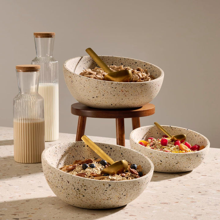 APS 30082 Dekoschale/Obstschale TERRAZZO - Beton, Ø 29,5 cm, H: 8,5/14,5 cm, 2,5 Liter, Terrazzoopti