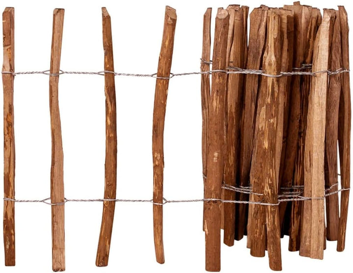 vidaXL Haselnuss Holz Staketenzaun 60x500 cm Lattenzaun Gartenzaun Roll Zaun 60 x 500