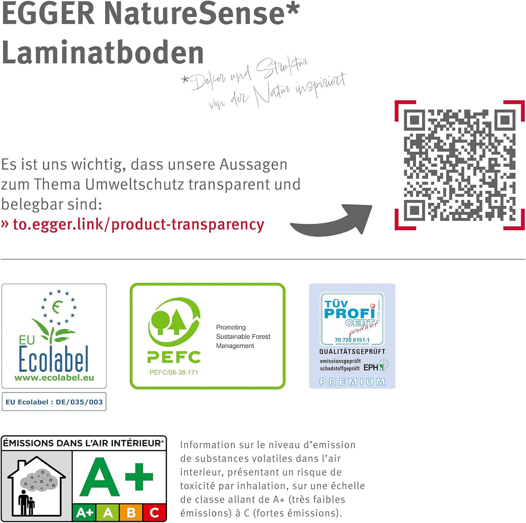 EGGER NatureSense Laminat EL1307 Warmia Nussbaum braun 1292x193x8mm (1,995m²) 1,995m² | Boden, 1,995