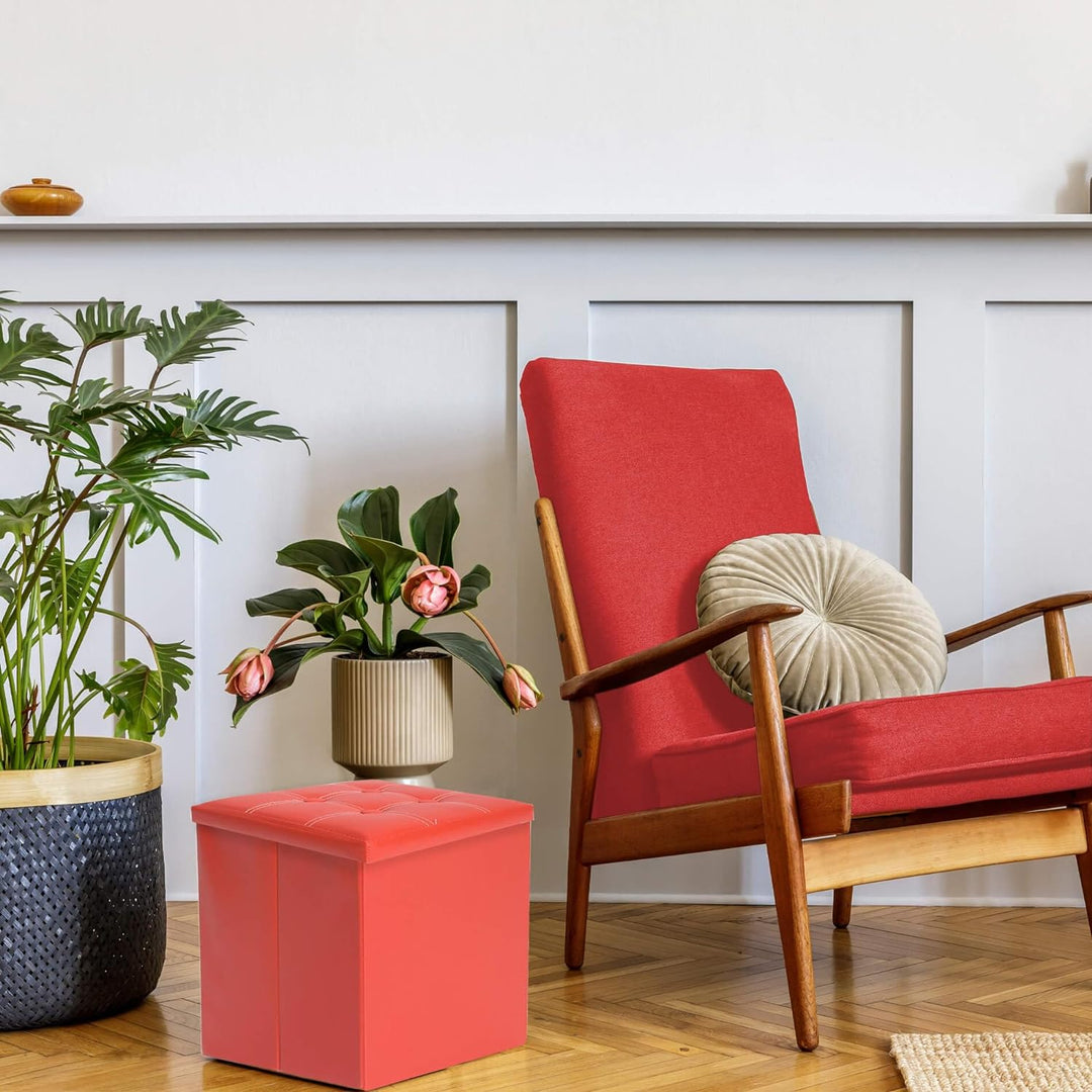Mobili Rebecca®Sitzbank Sitzwürfel Aufbewahrungsbox Kunstleder Rot Modern Wohnbereich Schlafzimmer 3