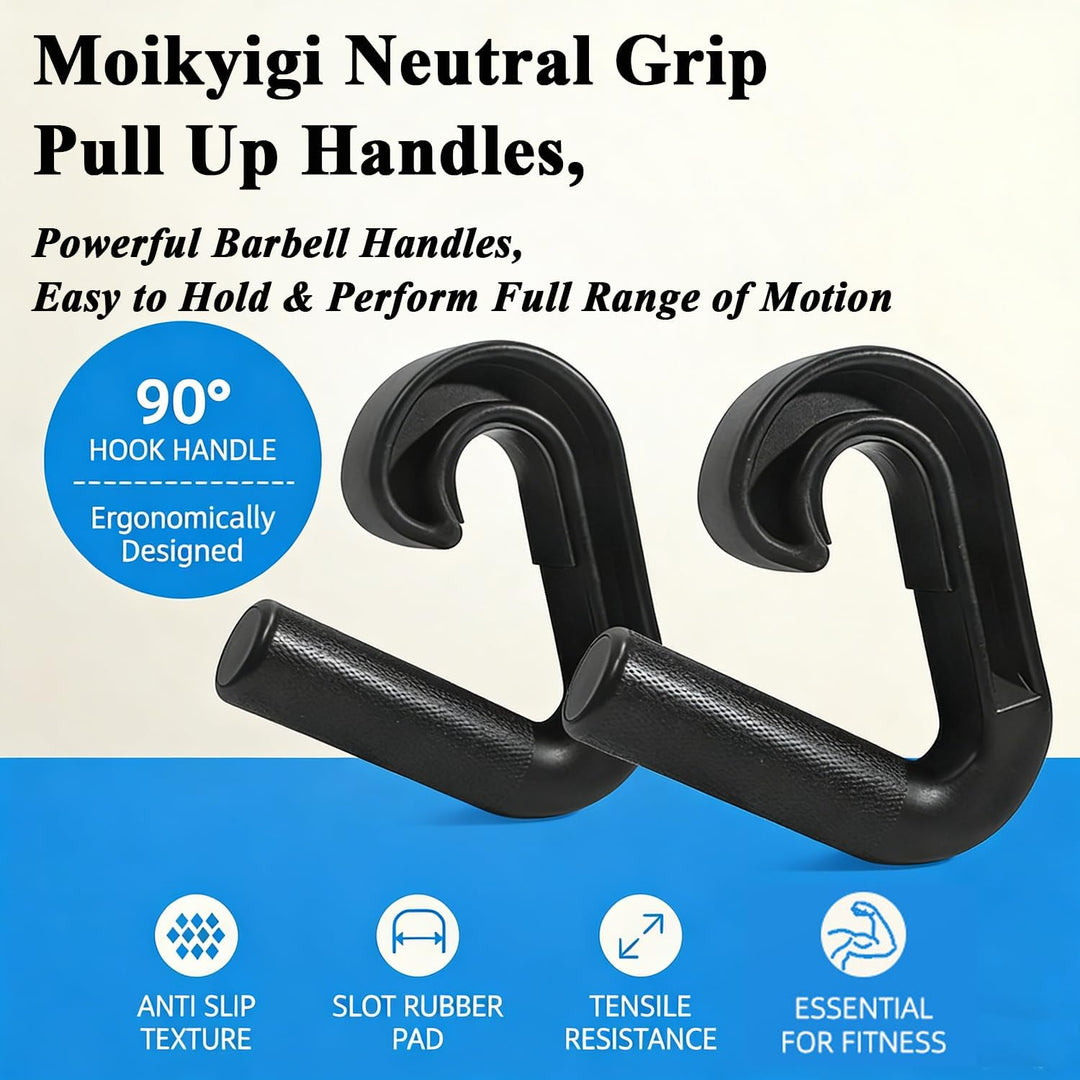 2 Stück Double D Fitness Griffe, 90-Grad-Haken Klimmzug Griffe, Neutral Grip Griffbefestigung, rutsc
