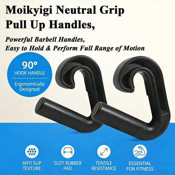 2 Stück Double D Fitness Griffe, 90-Grad-Haken Klimmzug Griffe, Neutral Grip Griffbefestigung, rutsc