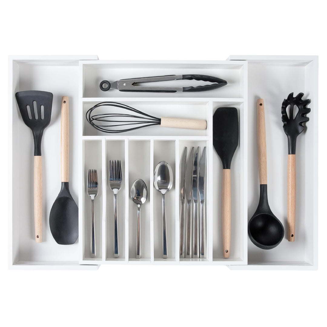 KitchenEdge Hochwertiger Besteck- und Utensilien-Organizer für Küchenschubladen, erweiterbar 38,1 bi