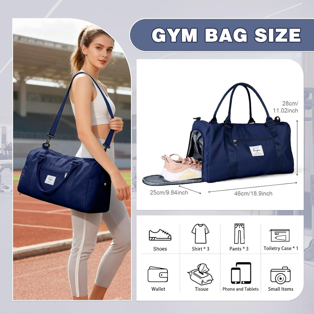 Sport Duffel Bag Damen Herren Sporttasche mit Schuhfach & Nassfach Reisetasche Handgepäck Tasche Spo