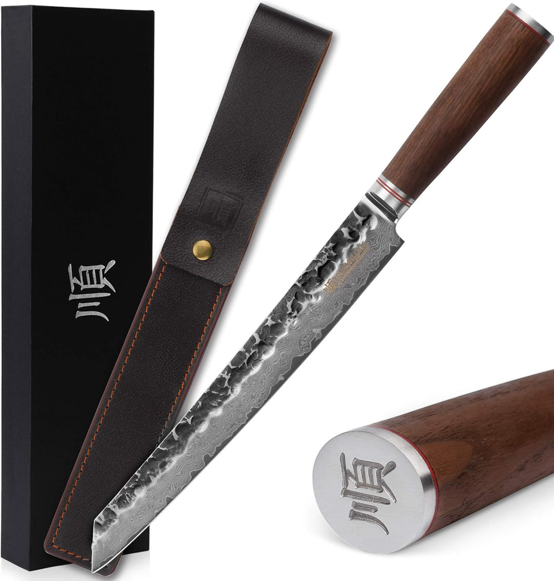 YOUSUNLONG Max Sujihiki Messer 11 Zoll japanisches Pro Carving Messer Damaststahl Ergonomisches Desi