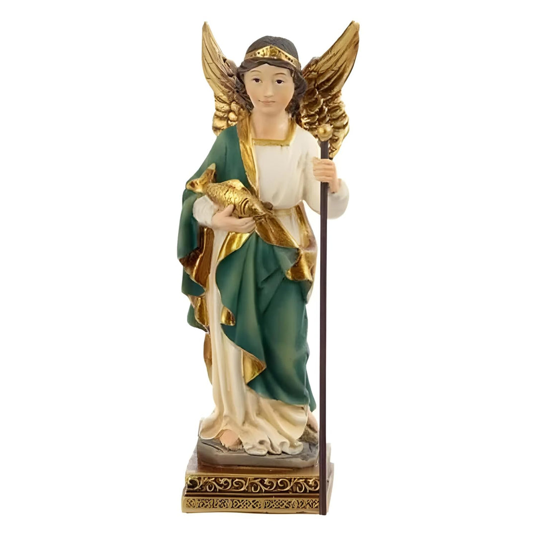 DRW Figur Erzengel St. Raphael 11 cm Harz in PVC-Box mit Geschichte Saint Raphael, Saint Raphael