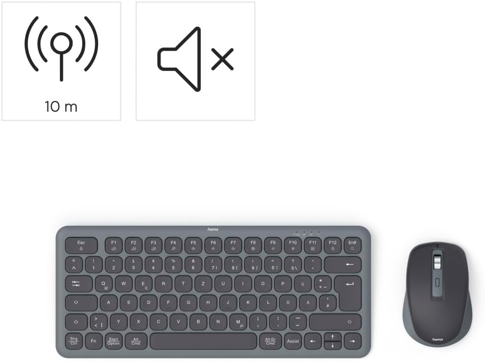 Hama Tastatur Maus Set kabellos (Multi Device Tastatur und Maus mit Bluetooth/Funk für PC, Smartphon