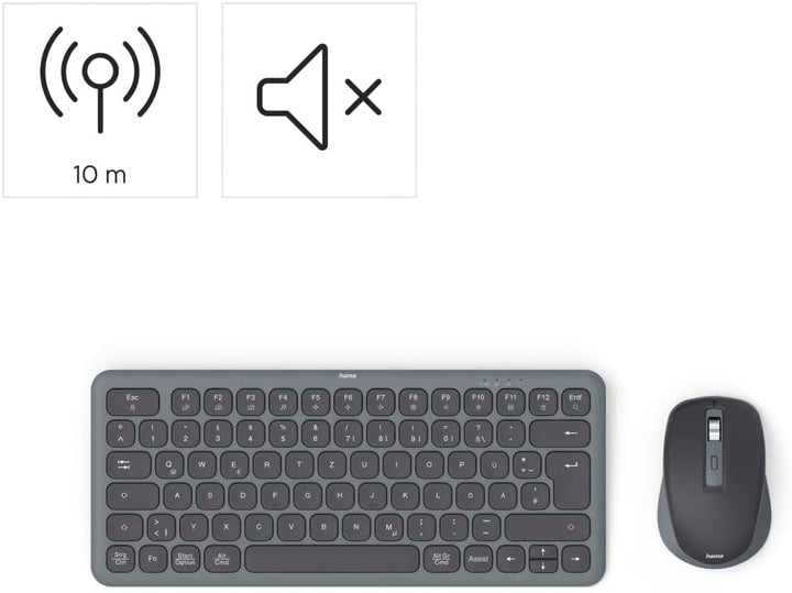 Hama Tastatur Maus Set kabellos (Multi Device Tastatur und Maus mit Bluetooth/Funk für PC, Smartphon