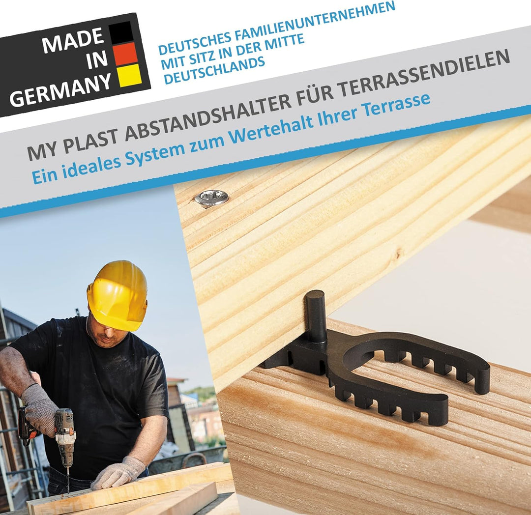 My Plast I 4 mm Fugenbreite - 1000 Stück - offen geriffelt I Terrassen-Abstandhalter – hochwertiger