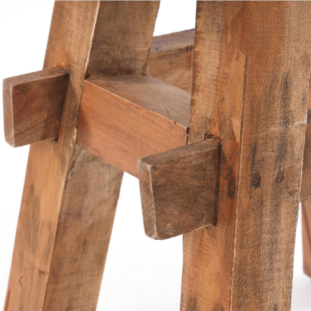 DESIGN DELIGHTS RUSTIKALER Holz HOCKER Vintage 40" | Recycling Hartholz, 43x45x27 cm (HxBxT) | Sitzh