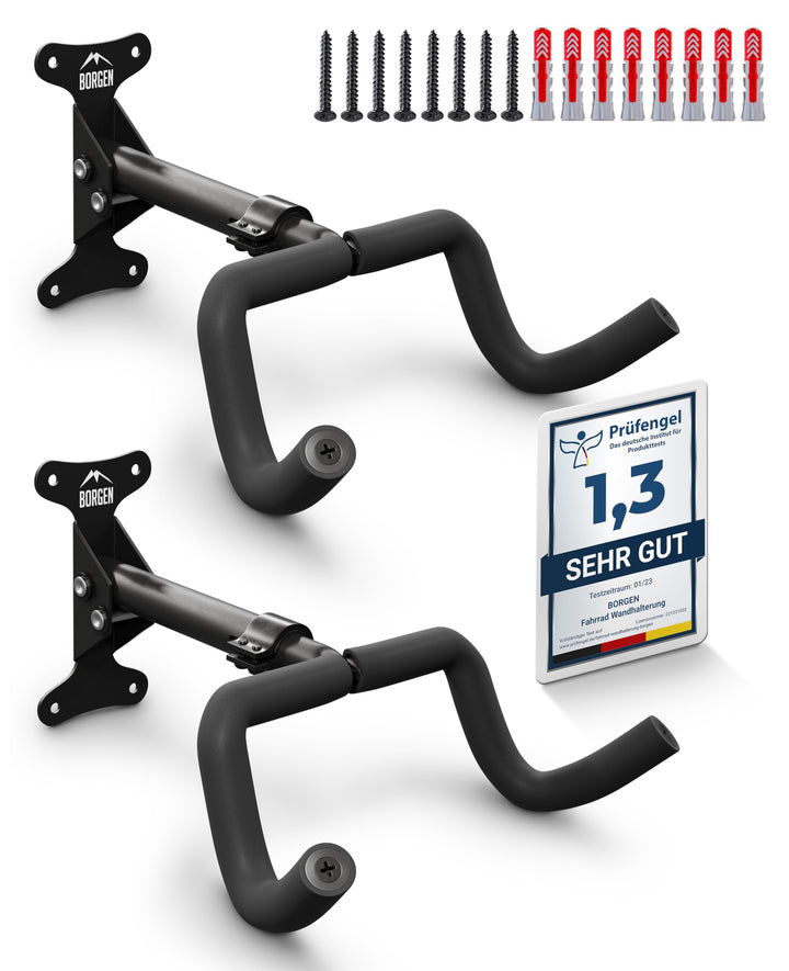 Borgen Fahrrad Wandhalterung I Fahrradhalter - Winkel und Wandabstand einstellbar bis 20 kg, klappba