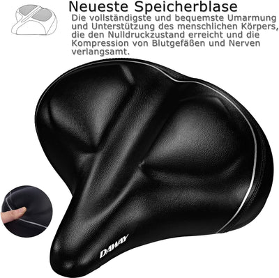 DAWAY Übergrosser Bequemer Fahrradsattel City - C40 Extra Weicher Schaum gepolstert Fahrrad Sattel f