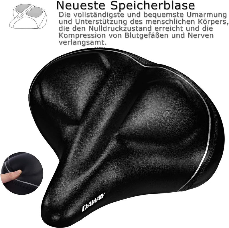 DAWAY Übergrosser Bequemer Fahrradsattel City - C40 Extra Weicher Schaum gepolstert Fahrrad Sattel f
