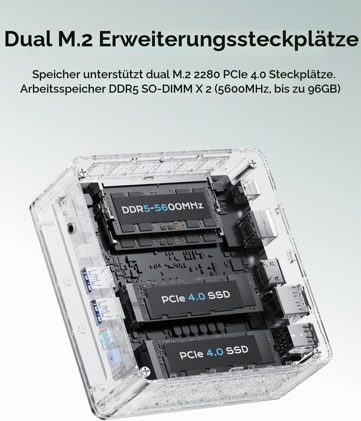 MINIS FORUM M1 Lite Mini PC,Core Ultra 5 125U 12C/14T Prozessor bis zu 4.3 GHz/Intel Arc Graphics,16