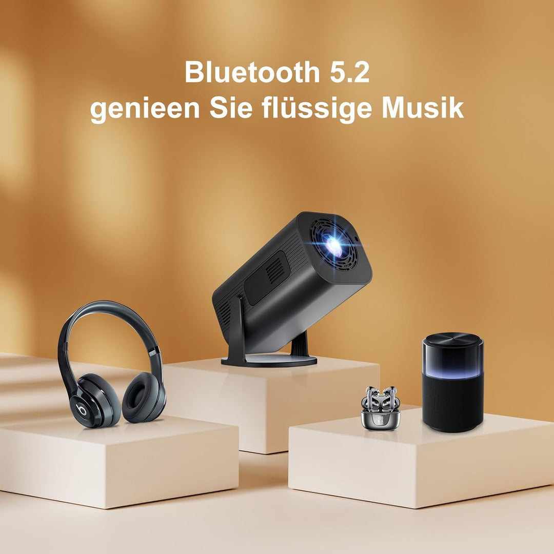 Eroshoo Mini Beamer, 4k Heimkino mit Android 11.0 Tragbarer Beamer, Unterstützt 2.4/5G Dual WiFi und