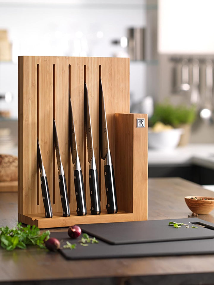 ZWILLING Pro Messerblock,6-tlg., Bambusblock, Messer aus rostfreiem Spezialstahl, 3-Nieten-Design, 1