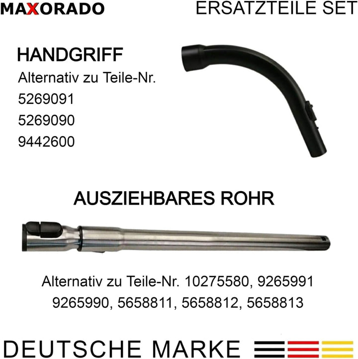 Teleskoprohr mit Einrastfunktion + Handgriff Griff für Miele S2121 S2131 S251 S2111 Staubsauger ersa