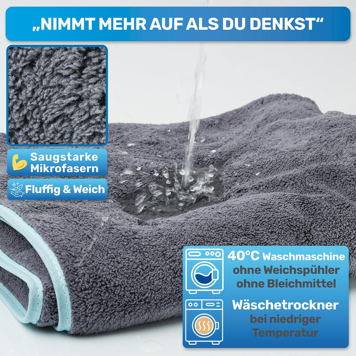 BluePet Hundehandtuch 2er Set, Mikrofaser Handtuch Hund extra saugfähig, Hundehandtücher schnell tro