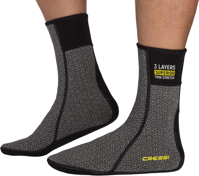 Cressi Thermal Udersuit Socks - Thermosocken für Trockenanzüge, Schwarz/Grau, Unisex für Erwachsene