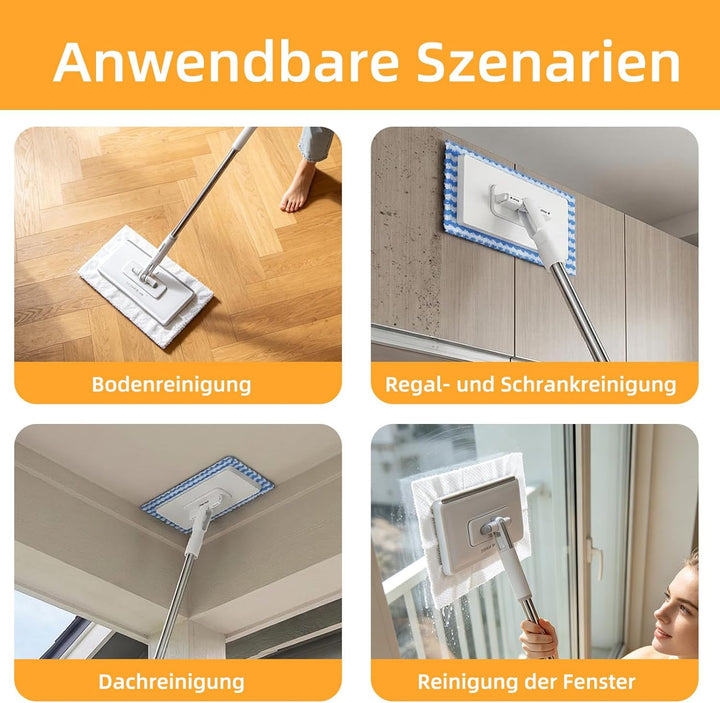 Wischmopp mit Druck-Klemm-System, Bodenwischer mit Automatischen Tuchwechsel, Zero Touch EIN-Knopf-W