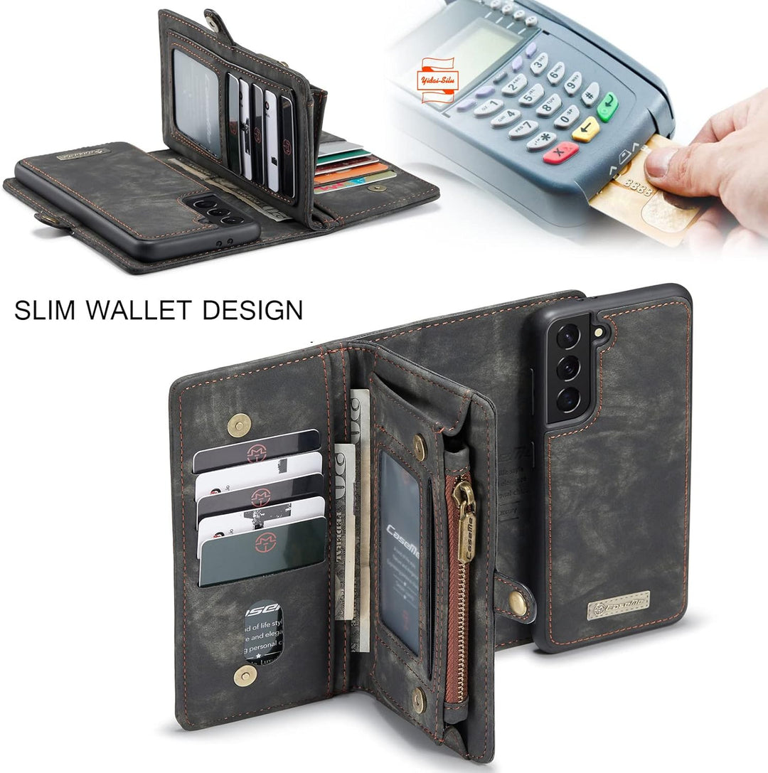 Yidai-Silu iPhone 14 Pro Max Handy Hülle 【Abnehmbar, Mutil-Funktion】 Wallet Case Magnet Tasche PU Le