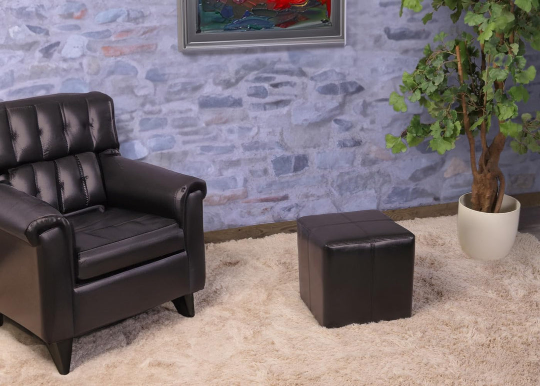 Mendler 2er-Set Sitzwürfel Hocker Sitzhocker Onex, Leder + Kunstleder, 36x36x36cm FSC®-Zertifiziert