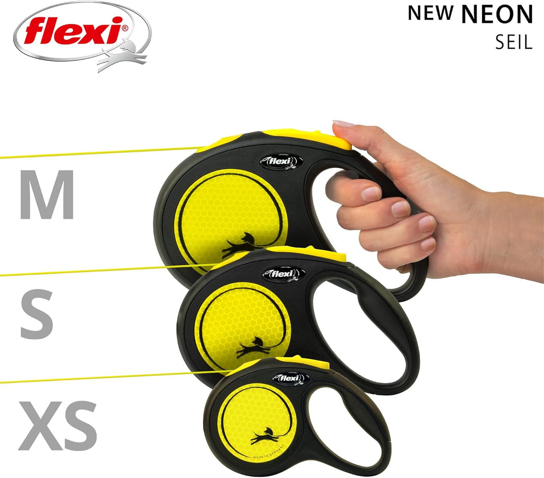 flexi New NEON M Seil 5 m schwarz/Neongelb für Hunde bis 20 kg, M 5 m