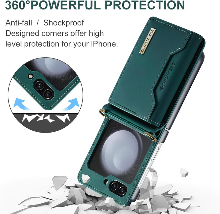 UDBKKDX Brieftasche Handyhülle für Samsung Galaxy Z Flip 4, hülle Mattes Leder mit Ständer Kameralin