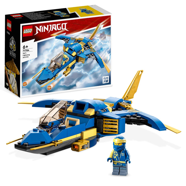LEGO 71784 NINJAGO Jays Donner-Jet EVO, Aufrüstbares Ninja Spielzeug-Flugzeug mit Jay Minifigur, Ges