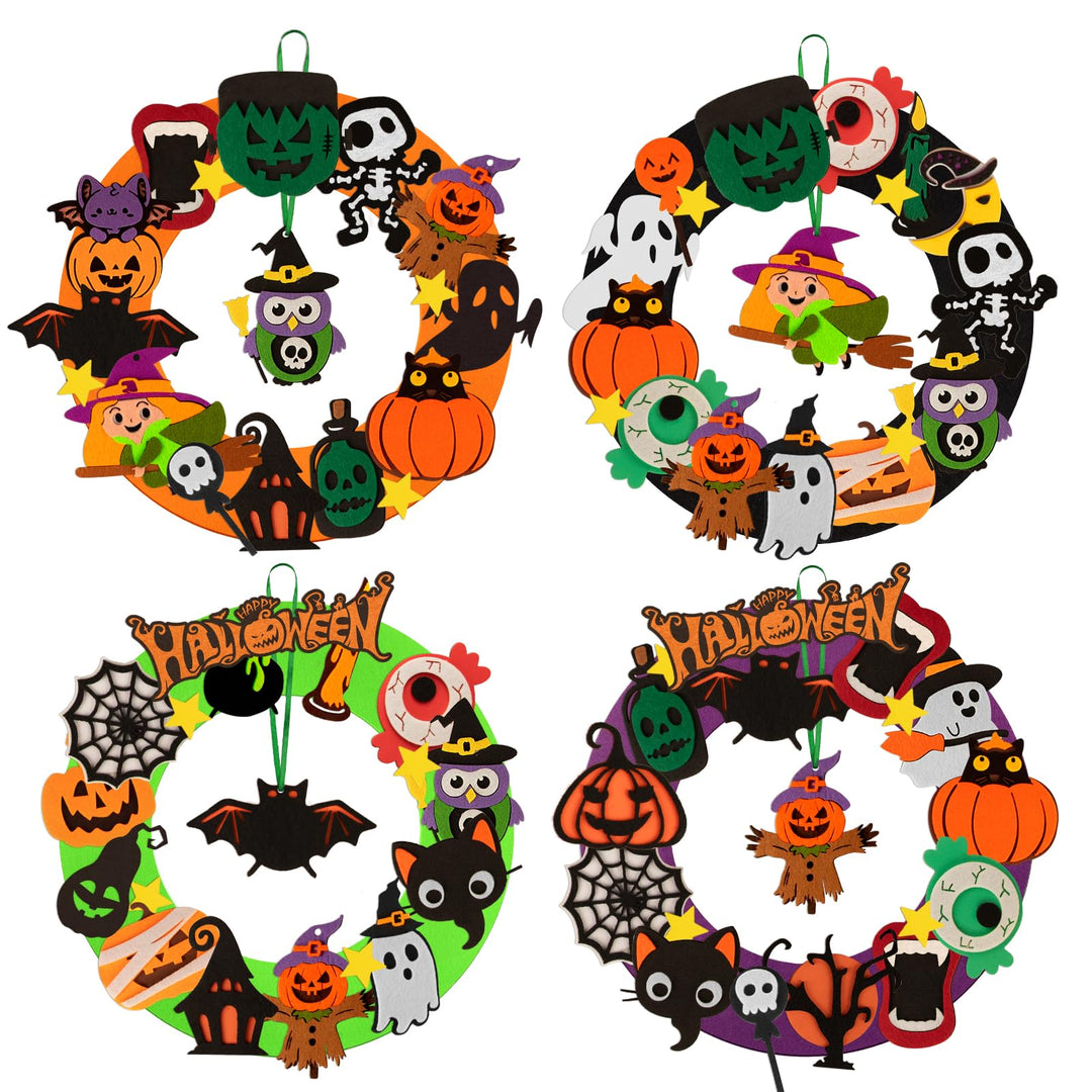 Benjia Halloween-Filzkranz- und Ornamente-Bastelset für Kinder (2502), 4 Stück Halloween-2, Hallowee