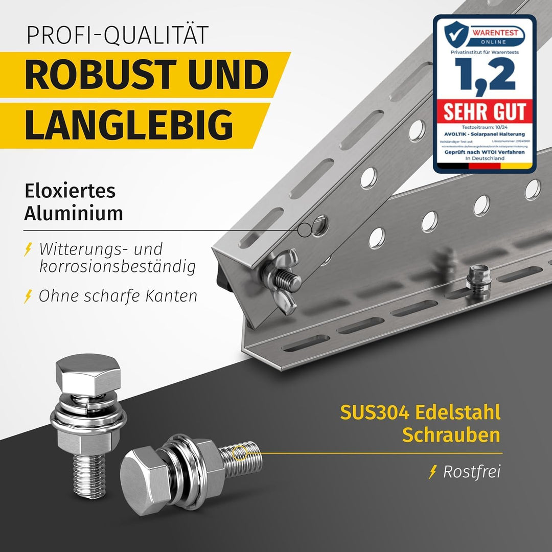 Avoltik Balkonkraftwerk Halterung 2er Set [0% MwSt.] - Solarpanel Halterung Flachdach [0-90° verstel