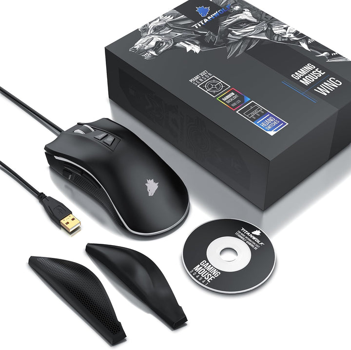 CSL - Kabelgebundene Gaming-Maus mit Optischem Sensor mit 200 bis 12400 DPI, 8 programmierbare Taste