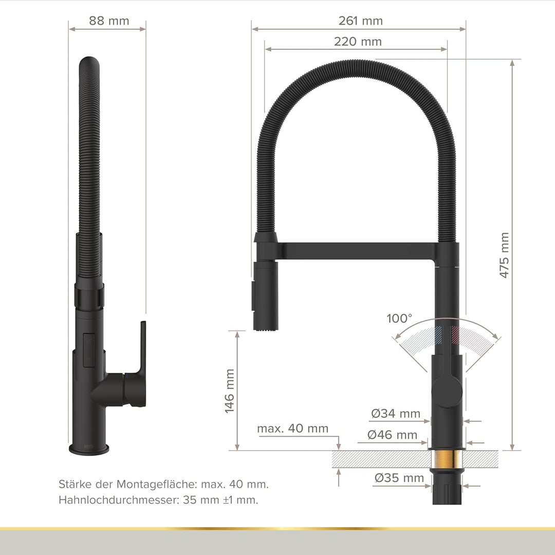 LENZ 46070551 ALUNA Spültischarmatur, schwarz
