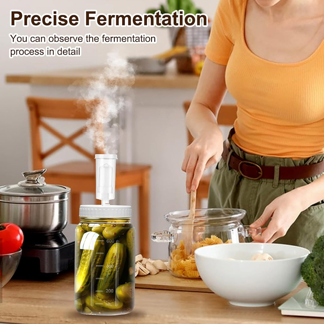 LUPATDY 2 Stück Fermentierglas 1L/32oz, Fermentiergläser mit Gärventil, Breiter Mund Fermentiergläse