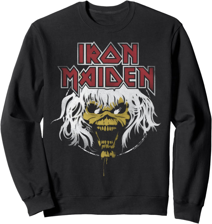 Iron Maiden - Eddie Circle Logo Alternate Hair Red Sweatshirt