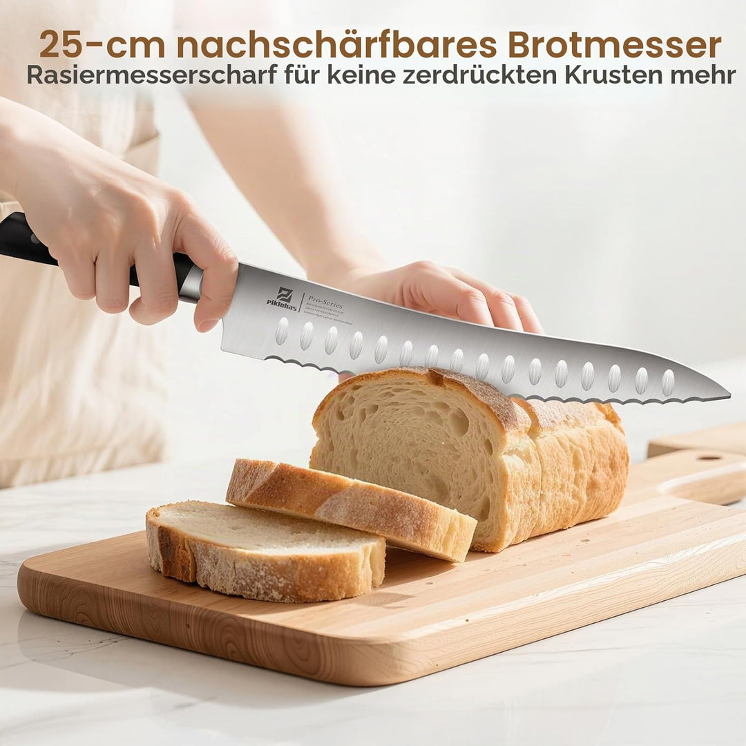 Brotschneider mit Brotmesser, weltweit erster Brotschneider für selbstgebackenes Brot, 4fach verstel