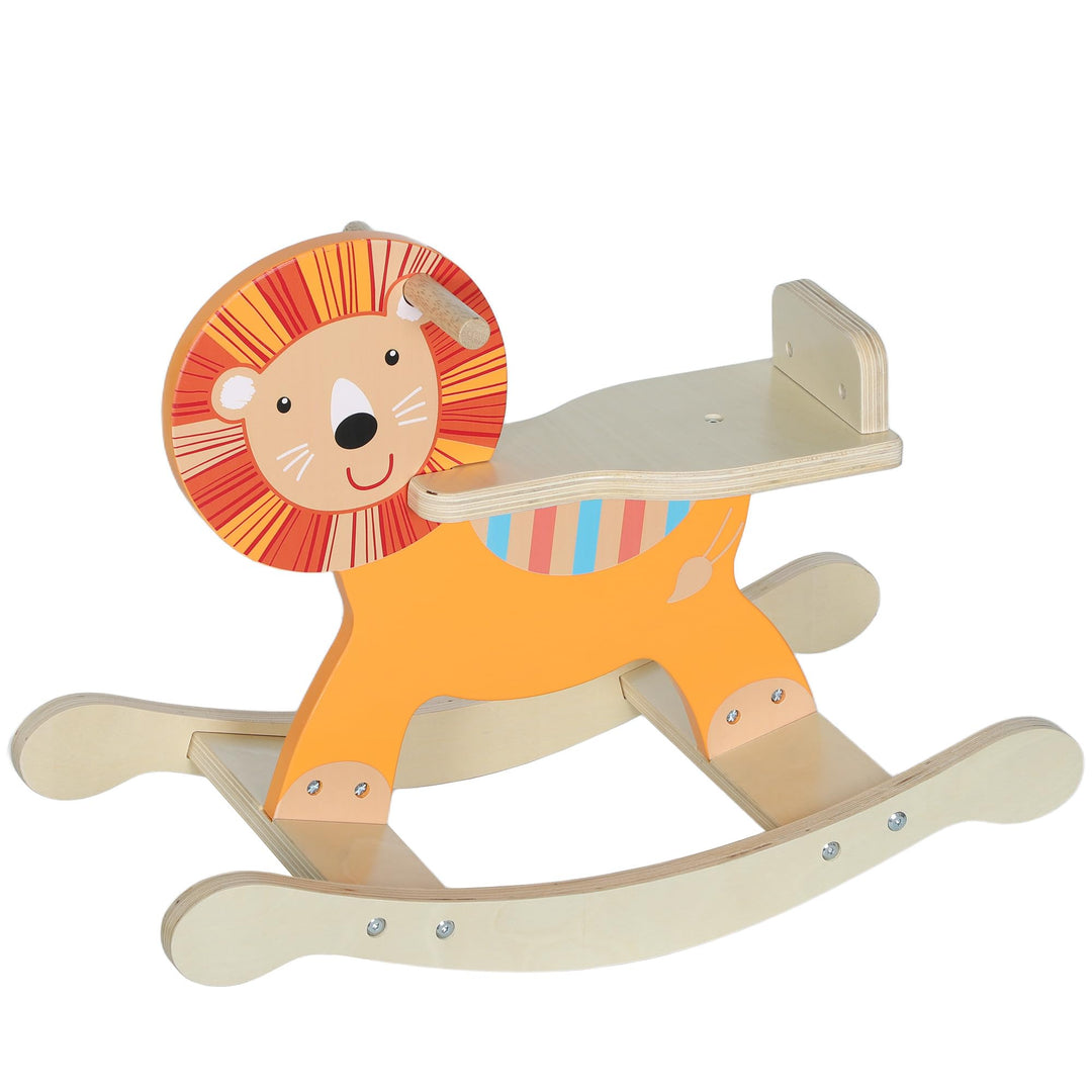 AIYAPLAY Schaukelpferd Holz, Kinder Schaukeltier mit Haltegriffen Schaukeltier Esel für Kinder von 2