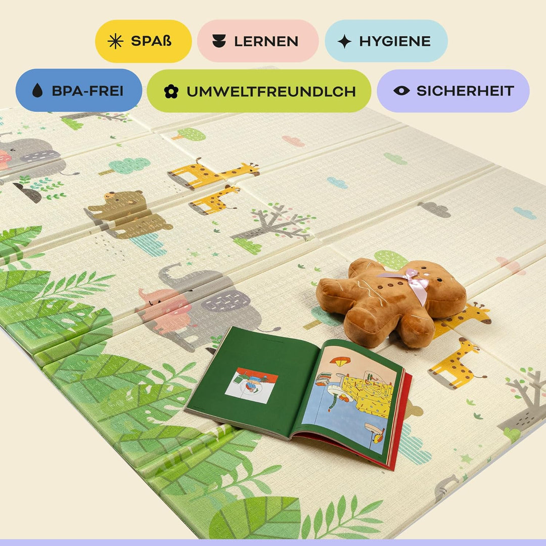 Baby-Spielmatte, faltbar, sensorisch, wasserdicht, ungiftig, wendbar. Vielseitige Matte, perfekt zum
