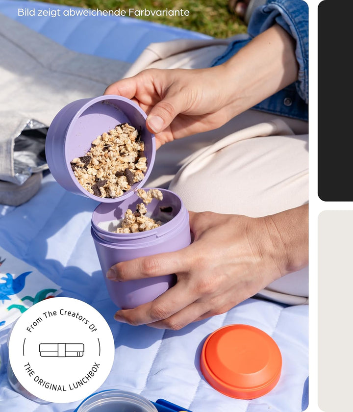 Amuse Müslibecher To Go (450ml + 150ml) | Crunch Cup | Auslaufsicherer Joghurtbecher To Go mit Löffe