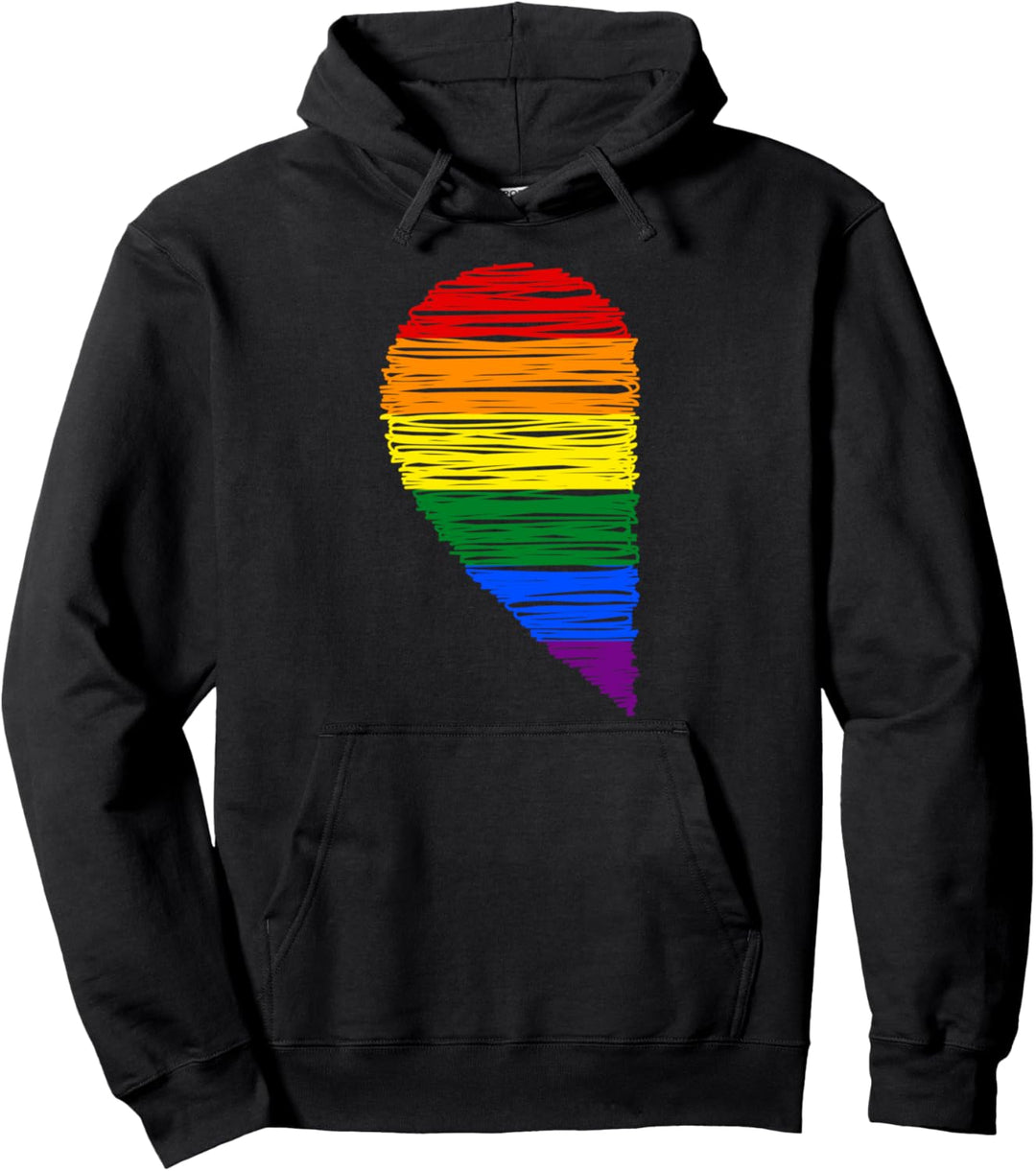 Rainbow Heart LGBT Matching Couple Day Pride Friends Gift Pullover Hoodie