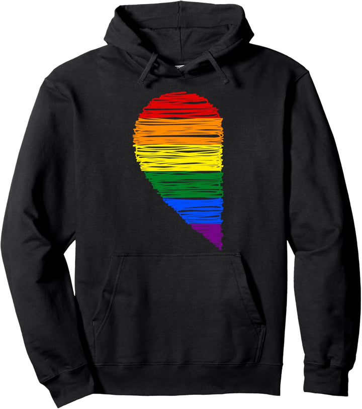 Rainbow Heart LGBT Matching Couple Day Pride Friends Gift Pullover Hoodie