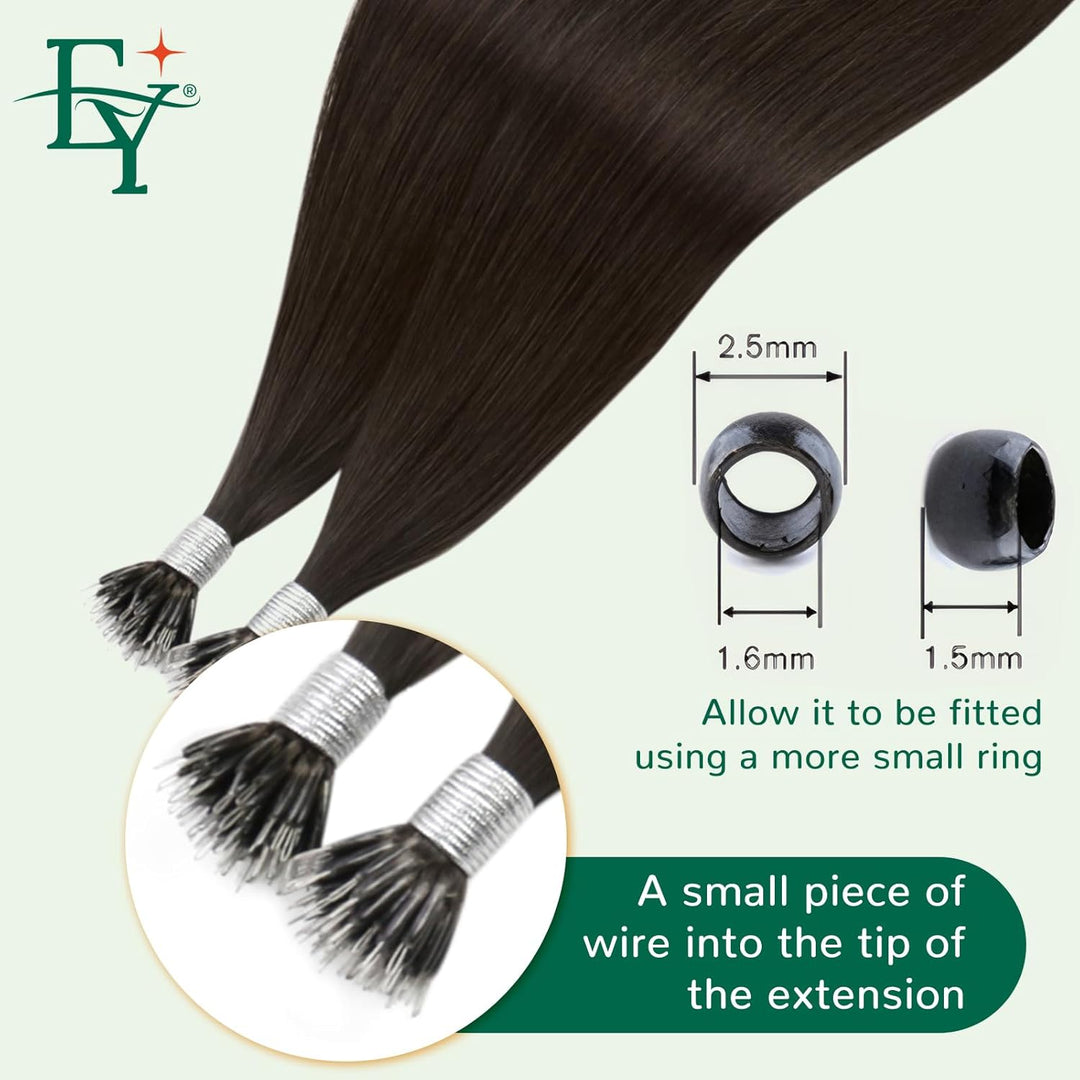 Easyouth Nano Keratin Echtes Menschliches HaarDunkelstes Braun Individuell Nano Tips Haarverlangerun