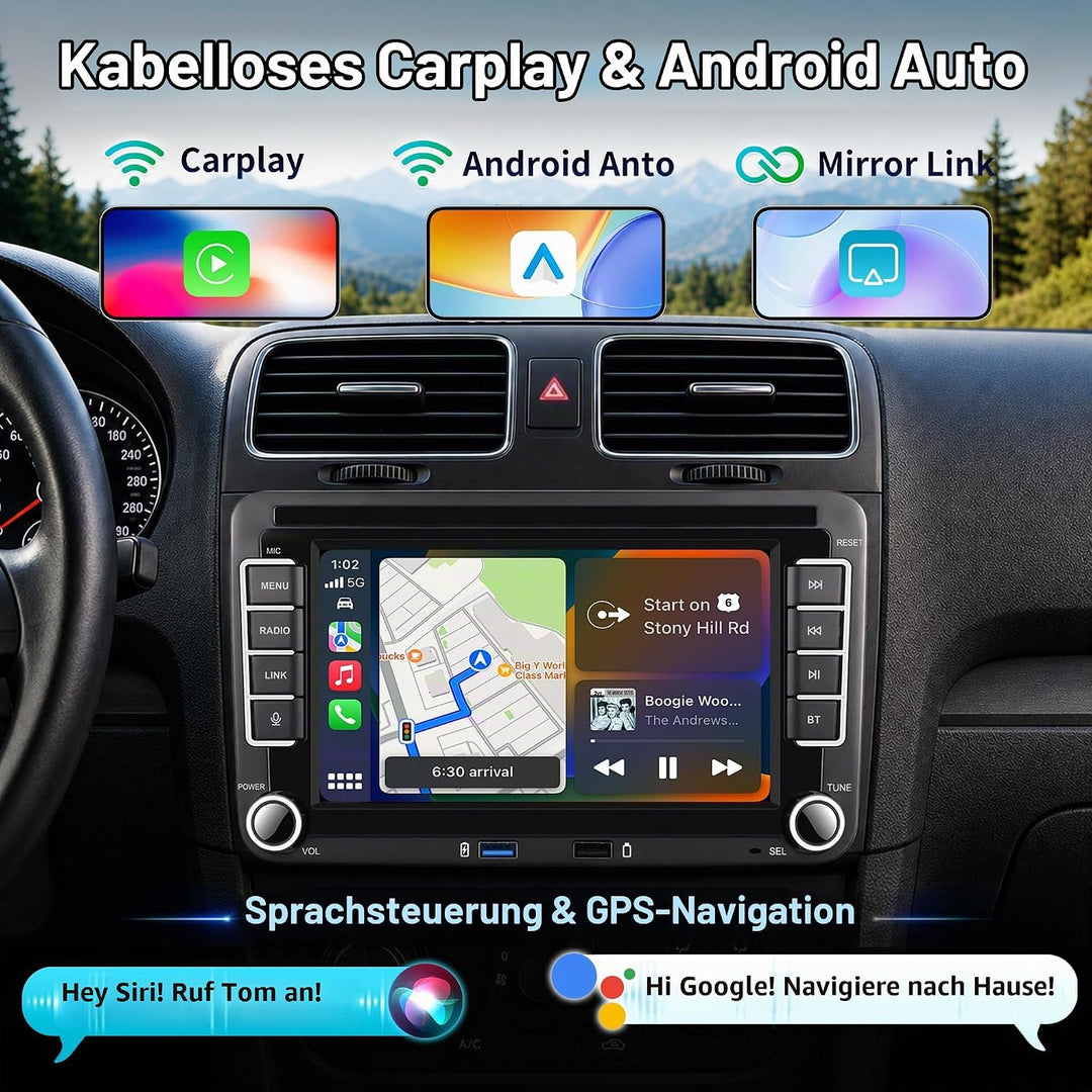 Linux Autoradio Mit Bildschirm für Golf 5 6 VW Polo 6R T5 Passat Touran Seat, 7 Zoll Wireless Carpla